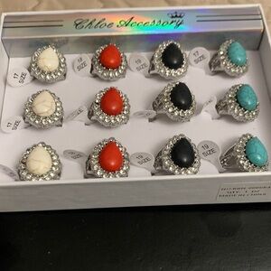 Silver Rings Set with Gemstones choose ur size